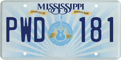 MS license plate PWD181