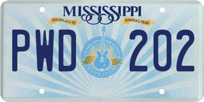 MS license plate PWD202
