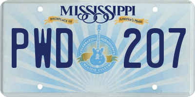 MS license plate PWD207