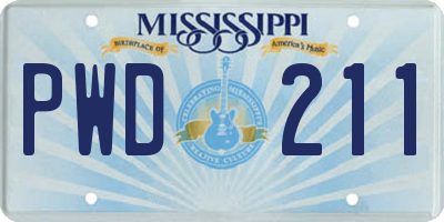 MS license plate PWD211