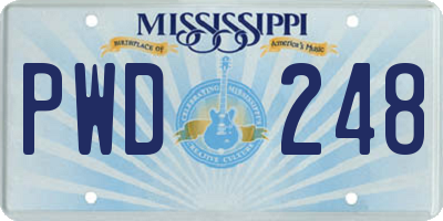 MS license plate PWD248