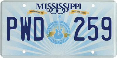 MS license plate PWD259