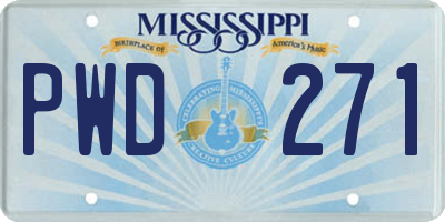MS license plate PWD271