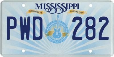 MS license plate PWD282