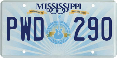MS license plate PWD290