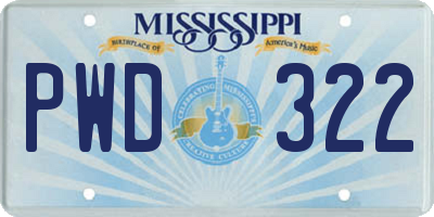 MS license plate PWD322