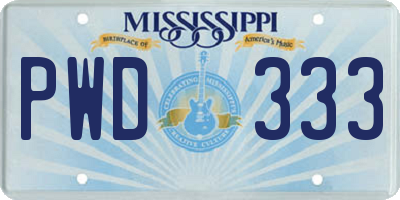MS license plate PWD333