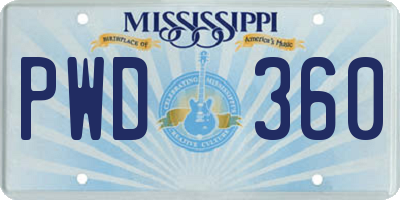 MS license plate PWD360