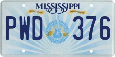 MS license plate PWD376