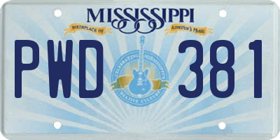 MS license plate PWD381
