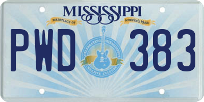 MS license plate PWD383