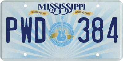 MS license plate PWD384