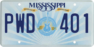 MS license plate PWD401