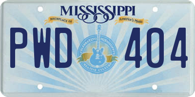 MS license plate PWD404