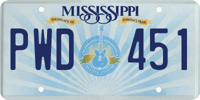 MS license plate PWD451