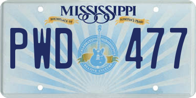 MS license plate PWD477