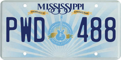 MS license plate PWD488