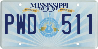 MS license plate PWD511