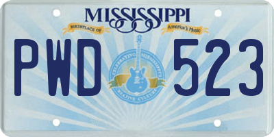 MS license plate PWD523