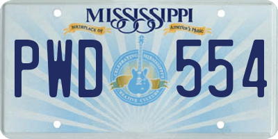 MS license plate PWD554