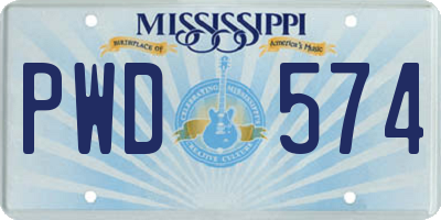 MS license plate PWD574