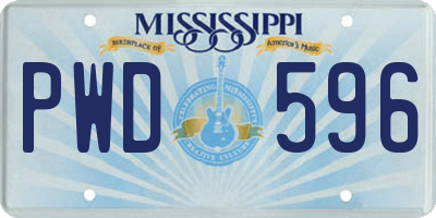 MS license plate PWD596