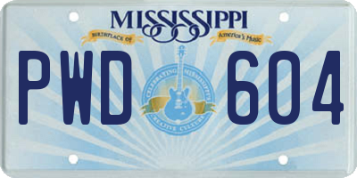 MS license plate PWD604