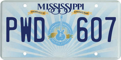MS license plate PWD607