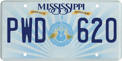 MS license plate PWD620