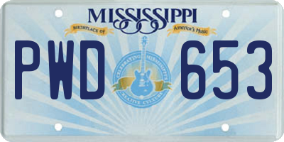 MS license plate PWD653