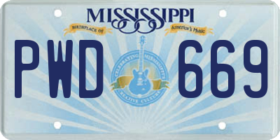 MS license plate PWD669