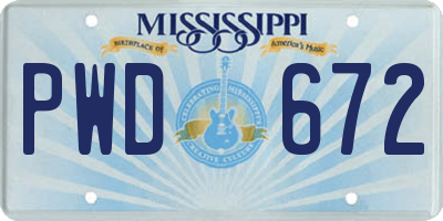 MS license plate PWD672