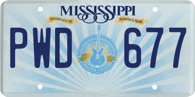 MS license plate PWD677
