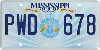MS license plate PWD678