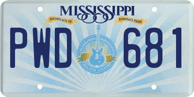 MS license plate PWD681