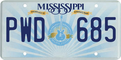 MS license plate PWD685