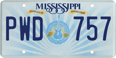 MS license plate PWD757