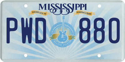 MS license plate PWD880