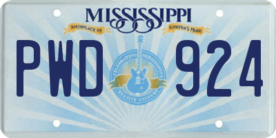 MS license plate PWD924