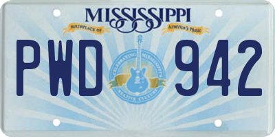 MS license plate PWD942