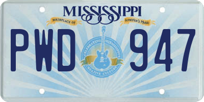 MS license plate PWD947