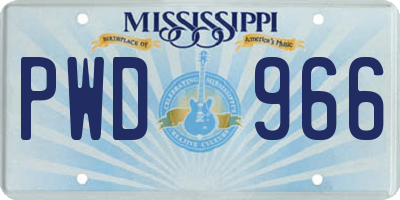 MS license plate PWD966