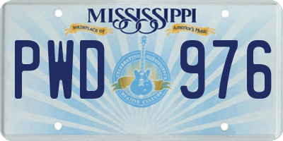 MS license plate PWD976