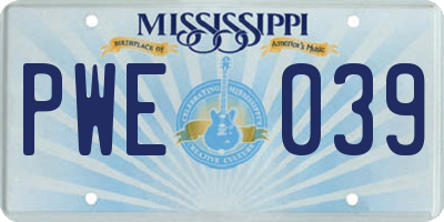 MS license plate PWE039