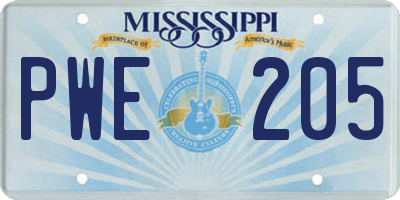 MS license plate PWE205