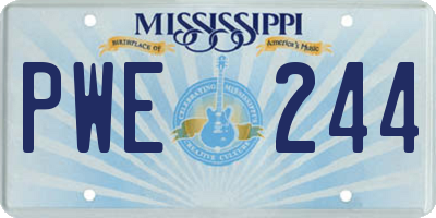 MS license plate PWE244