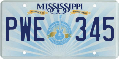 MS license plate PWE345