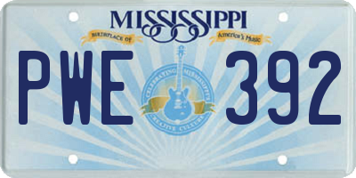 MS license plate PWE392