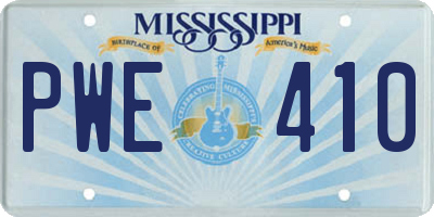 MS license plate PWE410