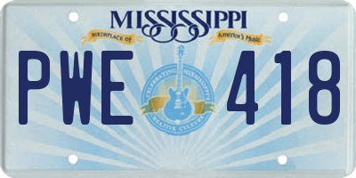 MS license plate PWE418